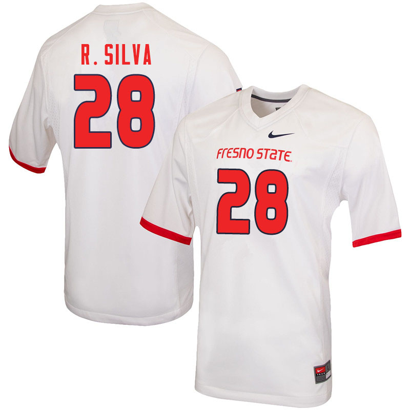 Men #28 Cesar R. Silva Fresno State Bulldogs College Football Jerseys Sale-White